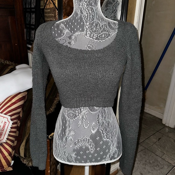 SKIMS Sweaters - SKIMS Gray Crew Neck Cropped Sweater